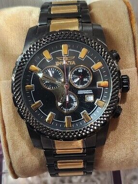 Invicta Black and Gold Men's Chronograph Bracelet Watch